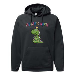 Pediatric Nurse Christmas Peds Dinosaur Rn Xmas Peds Nurse Performance Fleece Hoodie