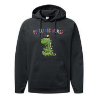 Pediatric Nurse Christmas Peds Dinosaur Rn Xmas Peds Nurse Performance Fleece Hoodie