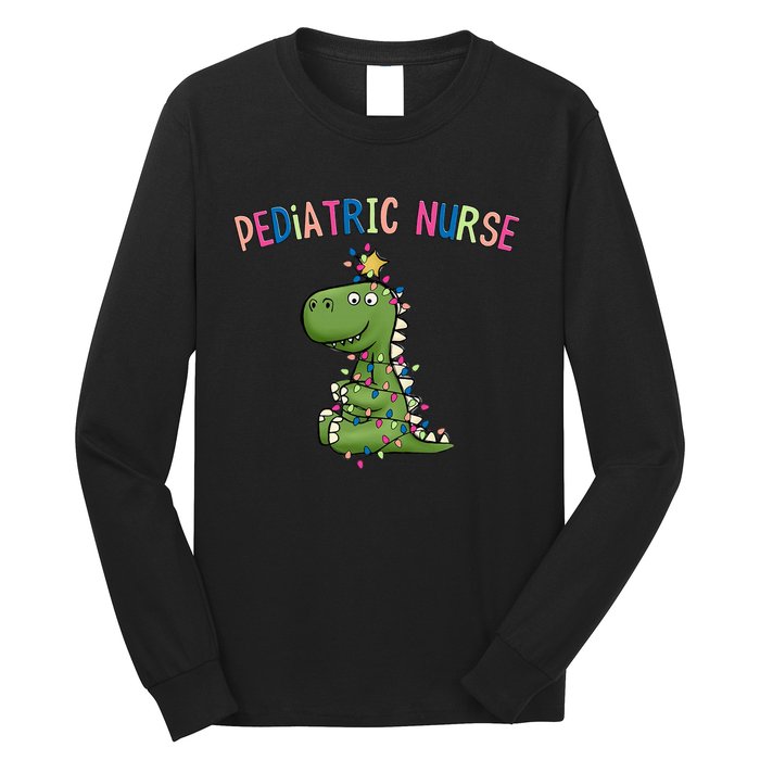 Pediatric Nurse Christmas Peds Dinosaur Rn Xmas Peds Nurse Long Sleeve Shirt