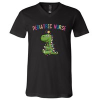 Pediatric Nurse Christmas Peds Dinosaur Rn Xmas Peds Nurse V-Neck T-Shirt