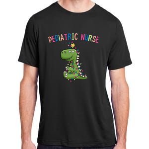 Pediatric Nurse Christmas Peds Dinosaur Rn Xmas Peds Nurse Adult ChromaSoft Performance T-Shirt