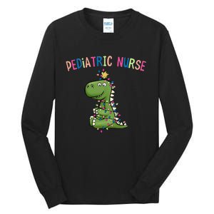 Pediatric Nurse Christmas Peds Dinosaur Rn Xmas Peds Nurse Tall Long Sleeve T-Shirt