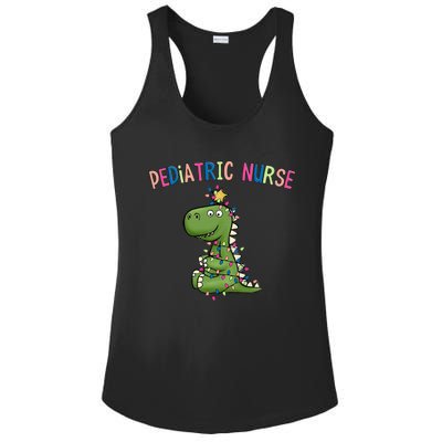 Pediatric Nurse Christmas Peds Dinosaur Rn Xmas Peds Nurse Ladies PosiCharge Competitor Racerback Tank