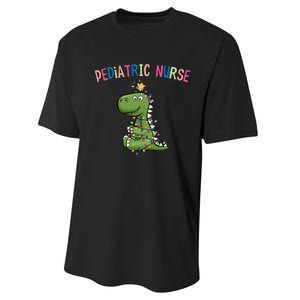 Pediatric Nurse Christmas Peds Dinosaur Rn Xmas Peds Nurse Performance Sprint T-Shirt