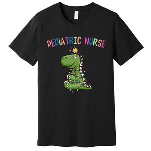 Pediatric Nurse Christmas Peds Dinosaur Rn Xmas Peds Nurse Premium T-Shirt