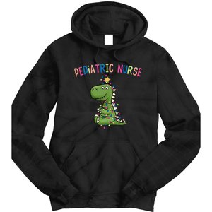 Pediatric Nurse Christmas Peds Dinosaur Rn Xmas Peds Nurse Tie Dye Hoodie