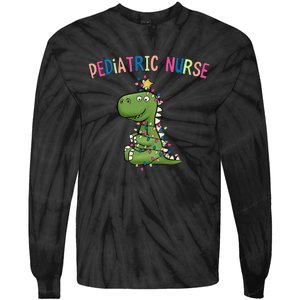 Pediatric Nurse Christmas Peds Dinosaur Rn Xmas Peds Nurse Tie-Dye Long Sleeve Shirt