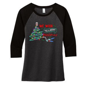 PICC Nurse Christmas Vascular Access ICU Rn Infusion Nurse Women's Tri-Blend 3/4-Sleeve Raglan Shirt