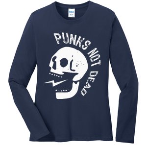 Punks Not Dead Skull Ladies Long Sleeve Shirt