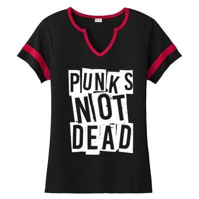 Punks Not Dead Vintage Grunge Punk Is Not Dead Rock Ladies Halftime Notch Neck Tee