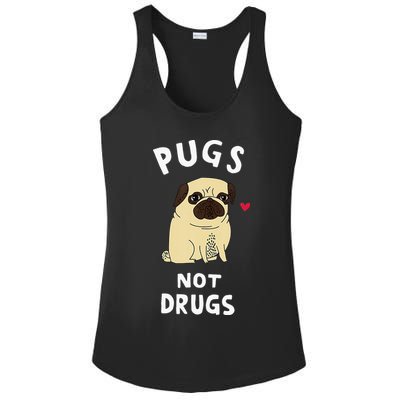 Pugs Not Drugs Funny Present For Dog Lover Tee Pets Ladies PosiCharge Competitor Racerback Tank