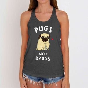 Pugs Not Drugs Funny Present For Dog Lover Tee Pets Women's Knotted Racerback Tank