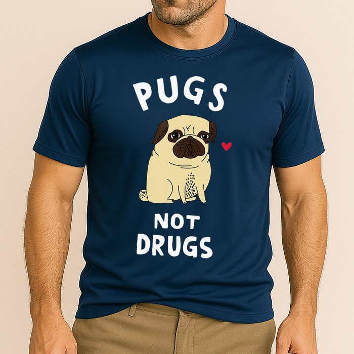 Pugs Not Drugs Funny Present For Dog Lover Tee Pets Cooling Performance Crew T-Shirt