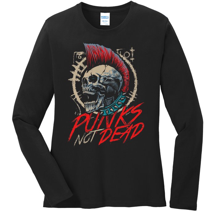 Punks Not Dead Rocker Punker Punk Rock Music Ladies Long Sleeve Shirt