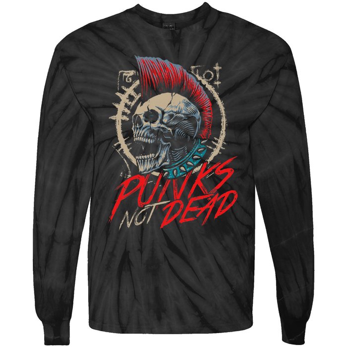 Punks Not Dead Rocker Punker Punk Rock Music Tie-Dye Long Sleeve Shirt