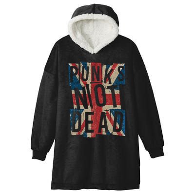 Punks Not Dead Vintage Uk London Flag Punk Is Not Dead Hooded Wearable Blanket
