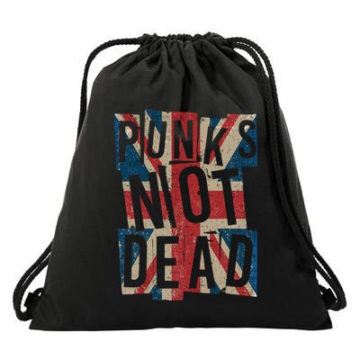 Punks Not Dead Vintage Uk London Flag Punk Is Not Dead Drawstring Bag