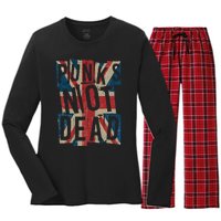 Punks Not Dead Vintage Uk London Flag Punk Is Not Dead Women's Long Sleeve Flannel Pajama Set 