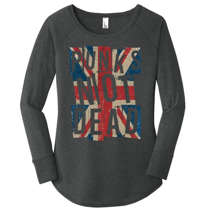 Punks Not Dead Vintage Uk London Flag Punk Is Not Dead Women's Perfect Tri Tunic Long Sleeve Shirt