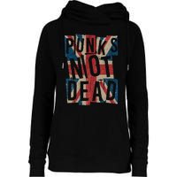 Punks Not Dead Vintage Uk London Flag Punk Is Not Dead Womens Funnel Neck Pullover Hood