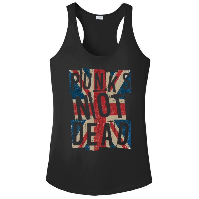 Punks Not Dead Vintage Uk London Flag Punk Is Not Dead Ladies PosiCharge Competitor Racerback Tank