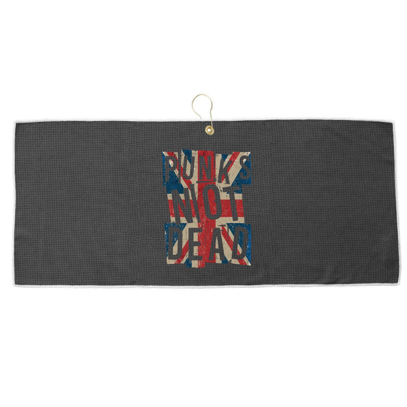 Punks Not Dead Vintage Uk London Flag Punk Is Not Dead Large Microfiber Waffle Golf Towel