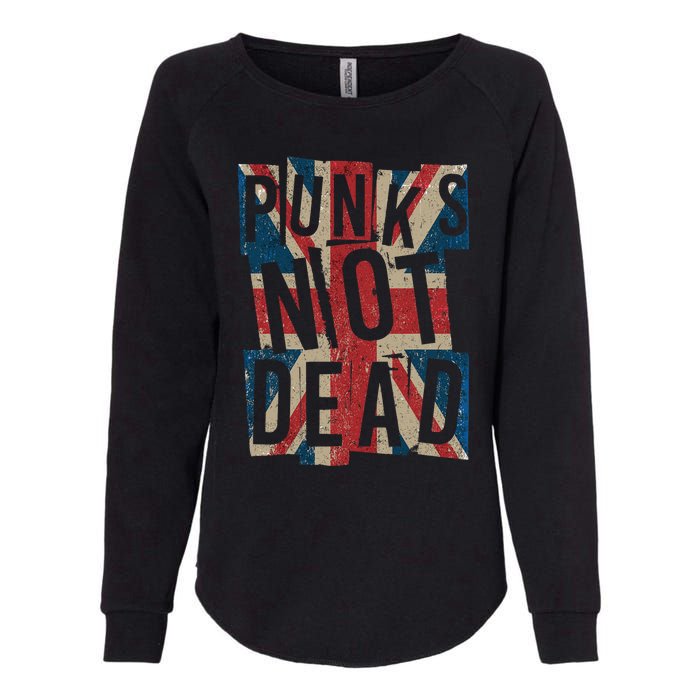 Punks Not Dead Vintage Uk London Flag Punk Is Not Dead Womens California Wash Sweatshirt