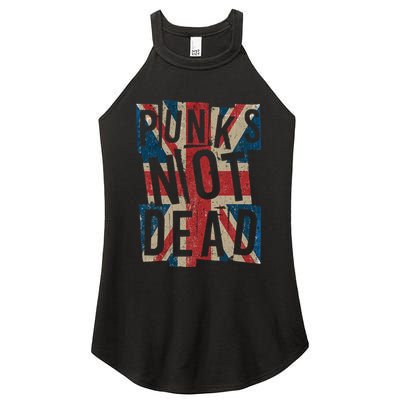 Punks Not Dead Vintage Uk London Flag Punk Is Not Dead Women's Perfect Tri Rocker Tank