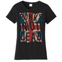 Punks Not Dead Vintage Uk London Flag Punk Is Not Dead Women's T-Shirt