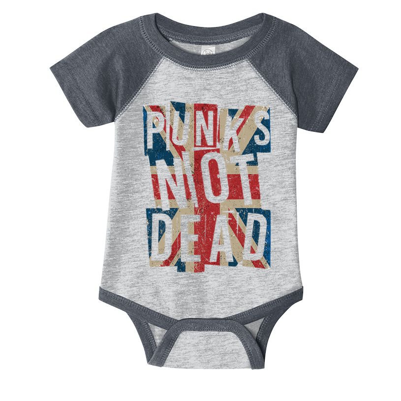 Punks Not Dead Vintage Uk London Flag Punk Is Not Dead Infant Baby Jersey Bodysuit
