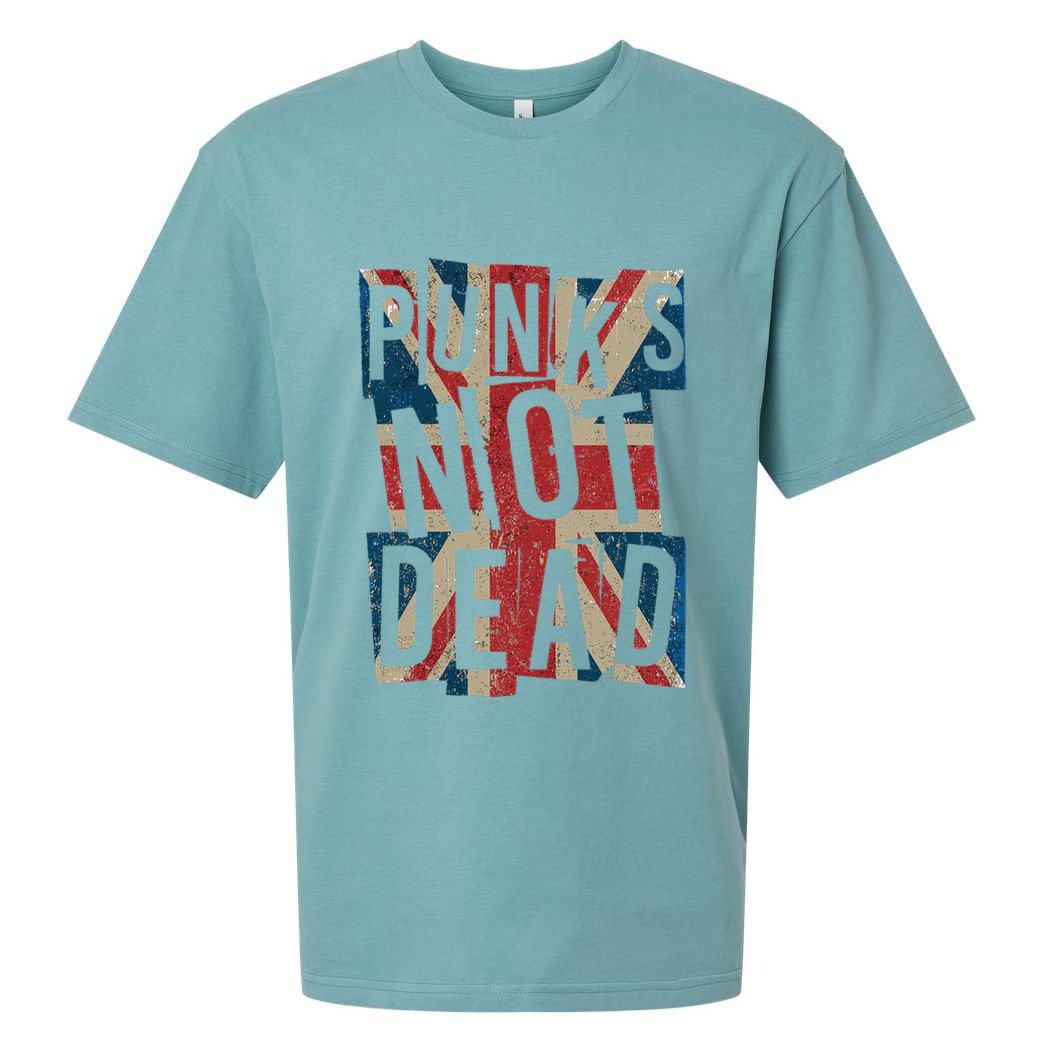 Punks Not Dead Vintage Uk London Flag Punk Is Not Dead Sueded Cloud Jersey T-Shirt