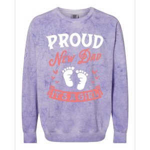 Proud New Dad Its A Footprints Reveal Announcet Gift Colorblast Crewneck Sweatshirt