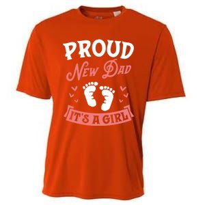 Proud New Dad Its A Footprints Reveal Announcet Gift Cooling Performance Crew T-Shirt