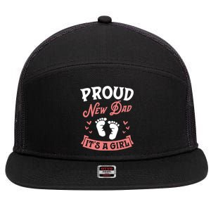 Proud New Dad Its A Footprints Reveal Announcet Gift 7 Panel Mesh Trucker Snapback Hat