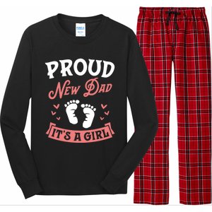 Proud New Dad Its A Footprints Reveal Announcet Gift Long Sleeve Pajama Set