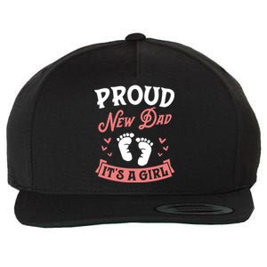 Proud New Dad Its A Footprints Reveal Announcet Gift Wool Snapback Cap