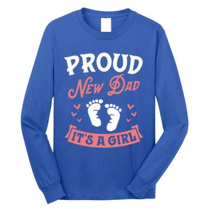 Proud New Dad Its A Footprints Reveal Announcet Gift Long Sleeve Shirt