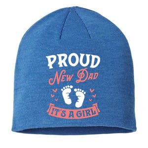 Proud New Dad Its A Footprints Reveal Announcet Gift Sustainable Beanie