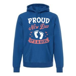 Proud New Dad Its A Footprints Reveal Announcet Gift Premium Hoodie