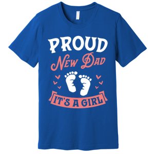 Proud New Dad Its A Footprints Reveal Announcet Gift Premium T-Shirt