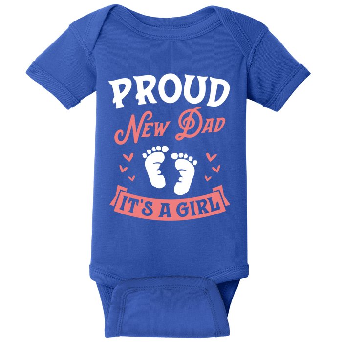 Proud New Dad Its A Footprints Reveal Announcet Gift Baby Bodysuit