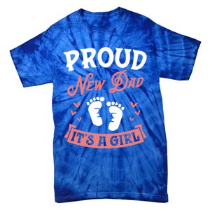 Proud New Dad Its A Footprints Reveal Announcet Gift Tie-Dye T-Shirt