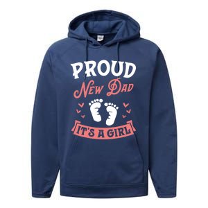 Proud New Dad Its A Footprints Reveal Announcet Gift Performance Fleece Hoodie