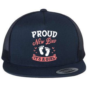 Proud New Dad Its A Footprints Reveal Announcet Gift Flat Bill Trucker Hat