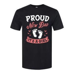 Proud New Dad Its A Footprints Reveal Announcet Gift Softstyle CVC T-Shirt