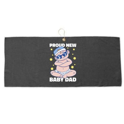 Proud New Dad For Father's Day Gift Large Microfiber Waffle Golf Towel