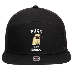 Pugs Not Drugs Funny Present For Dog Lover Tee Pets 7 Panel Mesh Trucker Snapback Hat