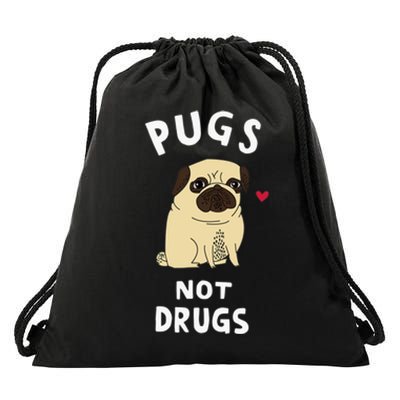 Pugs Not Drugs Funny Present For Dog Lover Tee Pets Drawstring Bag