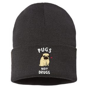 Pugs Not Drugs Funny Present For Dog Lover Tee Pets Sustainable Knit Beanie