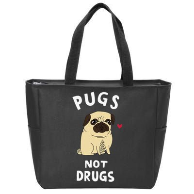 Pugs Not Drugs Funny Present For Dog Lover Tee Pets Zip Tote Bag